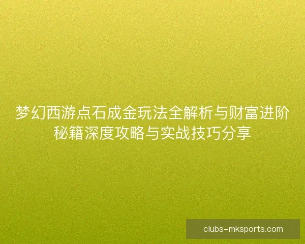 梦幻西游点石成金玩法全解析与财富进阶秘籍深度攻略与实战技巧分享